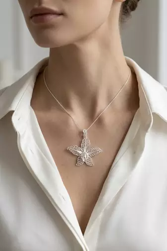925 sterling silver orchid grace filigree pendant for women
