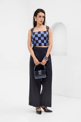 Dark blue printed buttersoft linen co ord set