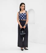 Dark blue printed buttersoft linen co ord set