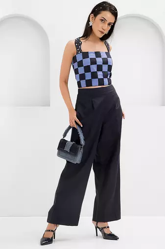 Dark blue printed buttersoft linen co ord set