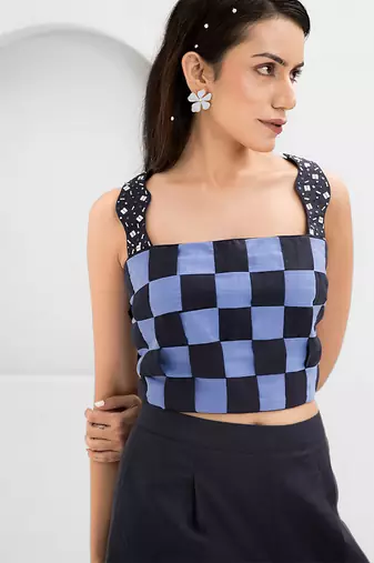 Dark blue printed buttersoft linen co ord set