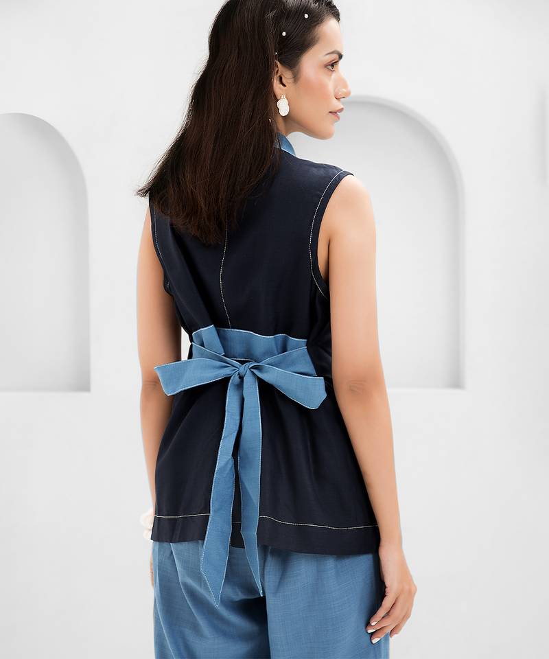 Blue embroidered buttersoft linen co ord set
