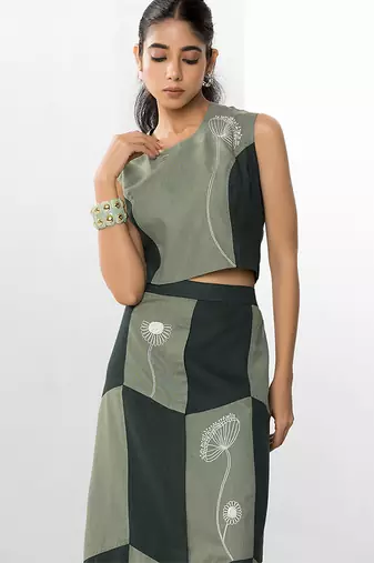 Sacramento green embroidered buttersoft linen co ord set
