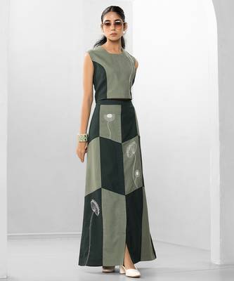 Sacramento green embroidered buttersoft linen co ord set 3