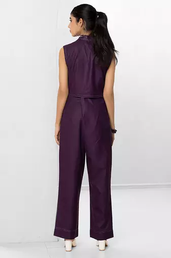 Plum embroidered buttersoft linen co ord set