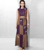 Plum embroidered buttersoft linen skirt set