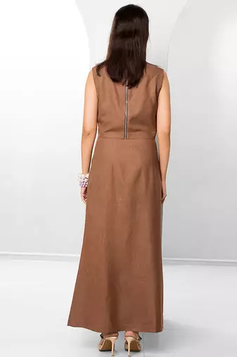 Plum embroidered buttersoft linen skirt set