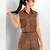 Russet brown embroidered buttersoft linen co ord set