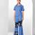 Tuft blue embroidered buttersoft linen co ord set