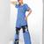 Tuft blue embroidered buttersoft linen co ord set