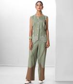 Woodland green embroidered buttersoft linen co ord set