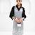 Black and grey embroidered satin linen dress