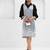 Black and grey embroidered satin linen dress