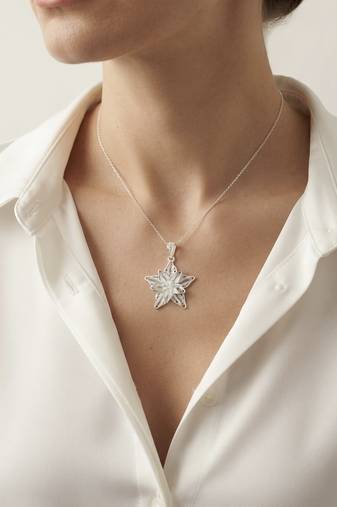 925 sterling silver radiant star flower pendant for women
