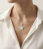 925 sterling silver radiant star flower pendant for women