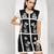 White and black embroidered buttersoft linen short dress