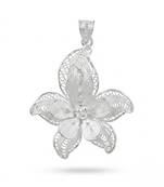 925 sterling silver magnolia filigree pendant for women