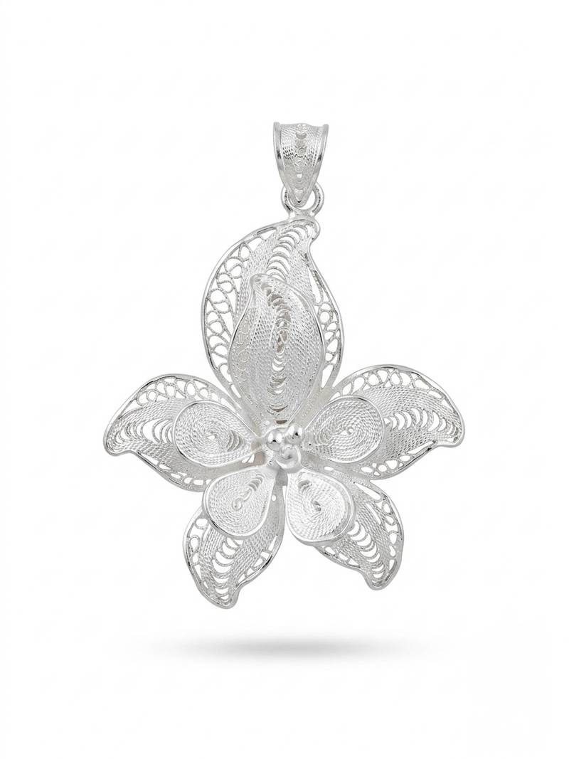 925 sterling silver magnolia filigree pendant for women