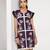 White and plum embroidered buttersoft linen short dress