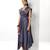Mauve embroidered satin linen long dress
