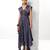 Mauve embroidered satin linen long dress