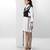 Black and white embroidered buttersoft linen jacket shirt dress