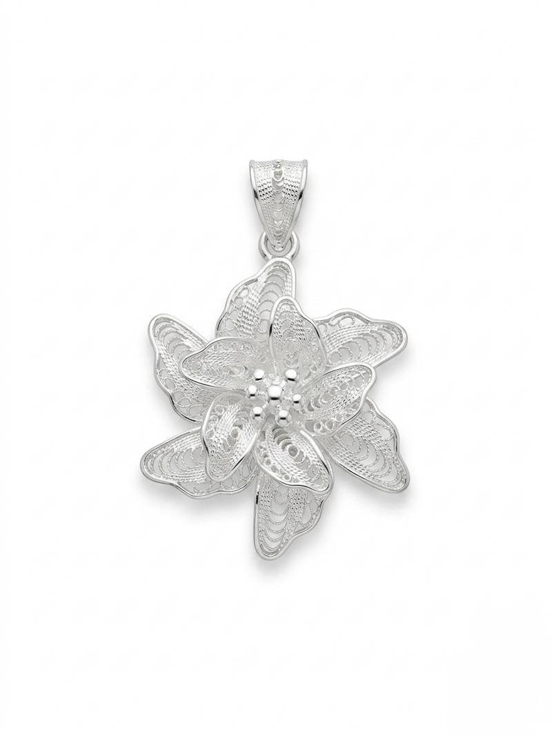 925 sterling silver snow blossom filigree pendant for women