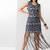 Blue floral printed buttersoft linen fringe dress