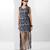 Blue floral printed buttersoft linen fringe dress
