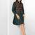 Bottle green embroidered buttersoft linen shirt dress