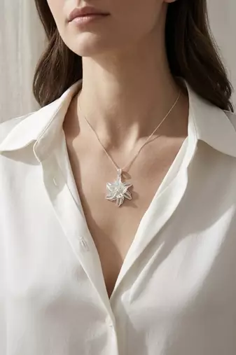 925 sterling silver snow blossom filigree pendant for women
