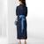 Tuft blue embroidered buttersoft linen long dress