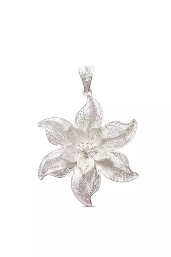925 sterling silver floral windmill filigree pendant for women