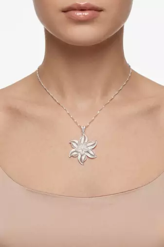 925 sterling silver floral windmill filigree pendant for women