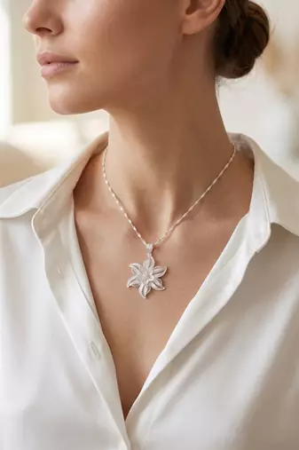 925 sterling silver floral windmill filigree pendant for women