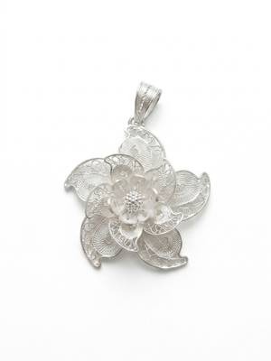 925 sterling silver rose bloom filigree pendant for women 1