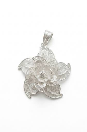 925 sterling silver rose bloom filigree pendant for women