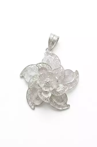 925 sterling silver rose bloom filigree pendant for women