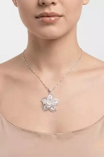 925 sterling silver rose bloom filigree pendant for women