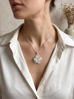 925 sterling silver rose bloom filigree pendant for women 3