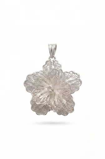 925 sterling silver lily filigree pendant for women