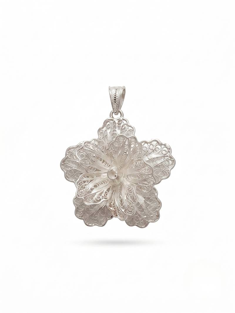 925 sterling silver lily filigree pendant for women