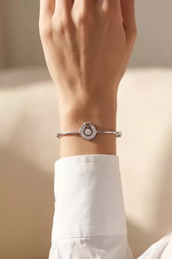 92.5 sterling silver heart halo charm bracelet for women