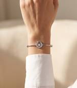 92.5 sterling silver heart halo charm bracelet for women