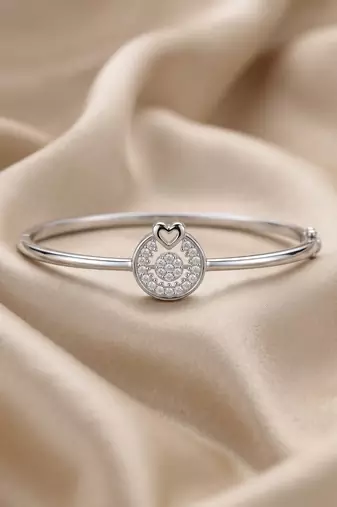 92.5 sterling silver heart halo charm bracelet for women
