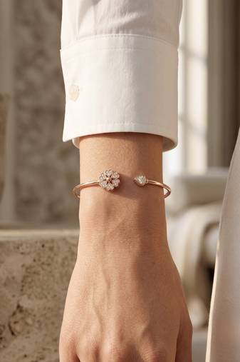 92.5 sterling silver blossom heart open cuff bracelet for women