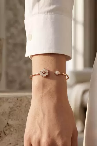 92.5 sterling silver blossom heart open cuff bracelet for women