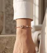 92.5 sterling silver blossom heart open cuff bracelet for women