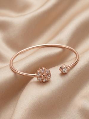 92.5 sterling silver blossom heart open cuff bracelet for women 2