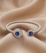 92.5 sterling silver sapphire bloom beaded open bracelet for women